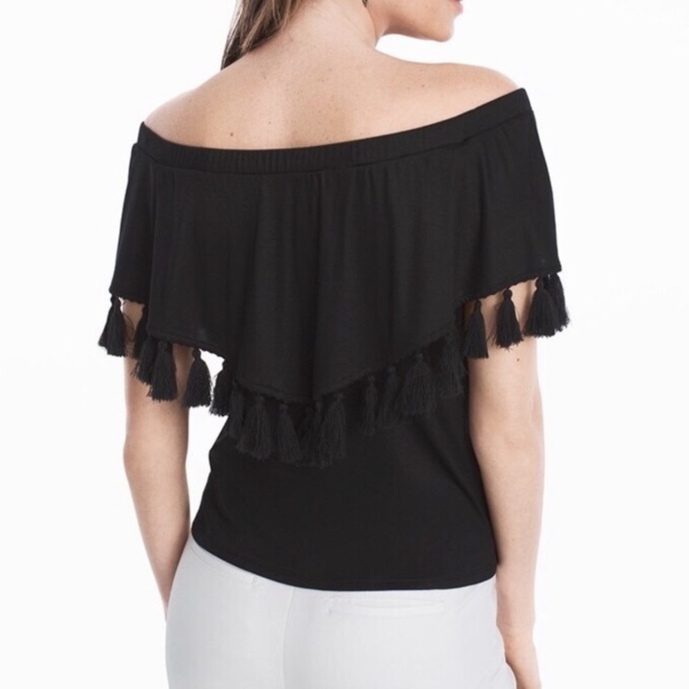 WHBM Yuma Off-shoulder Tassel tee